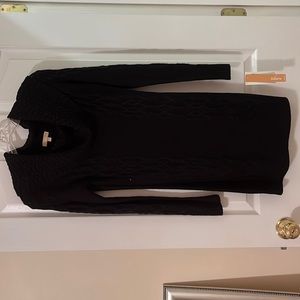 Women’s Takara dress, black with cowl neckline.